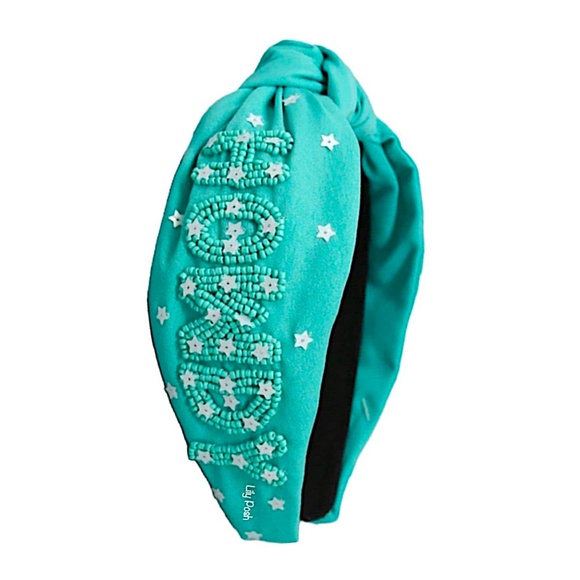 Beaded Howdy Western Headband, Turquoise Knot Headband - Picture 1 of 3